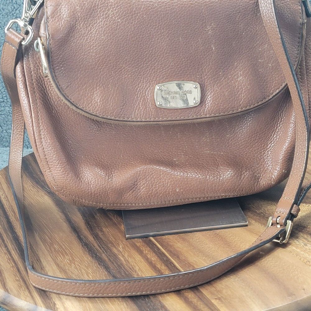 Michael Kors Bedford Leather Medium Brown Convertible Shoulder Crossbody Bag - Picture 8 of 16